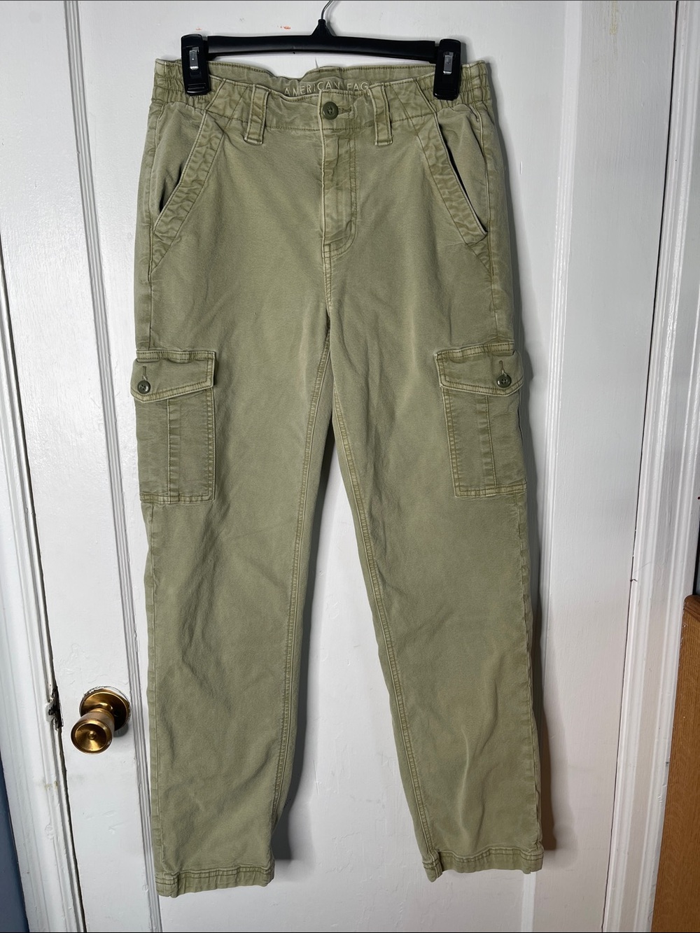 American Eagle 6 Cargo Pants Sage Green Straight Leg Stretch AEO Utility